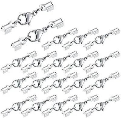 Produktbild von 20 Stk. Edelstahl Verschluss, Lederband Kette, Karabinerverschluss, Schmuckherstellung Karabiner, Armband Verschluss Für Ketten, Lederband, Schmuck, DIY