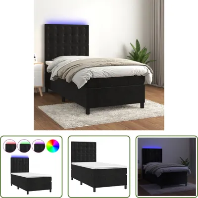 Produktbild von The Living Store Boxspringbett mit Matratze & LED Schwarz 90x200 cm Samt