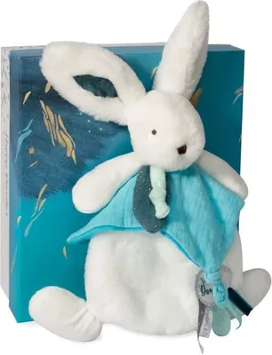 Obrázok produktu pre Doudou Darčeková sada - Plyšový králik s muchotrávkou 25 cm modrá