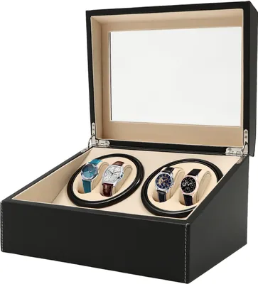 Produktbild von Uhrenbox Automatische Uhrenbeweger Box Drehen Uhrenbeweger 4+6 Uhrenkasten Schwarz Schmuckschatulle Uhrengehäuse Uhren Schaukasten Aufbewahrungsvitrine