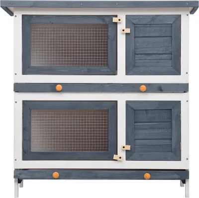 Produktbild von vidaXL Kaninchenstall 4 Türen Grau Holz