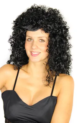 Produktbild von Schwarze gelockte Boogie-Langhaarperücke für Damen