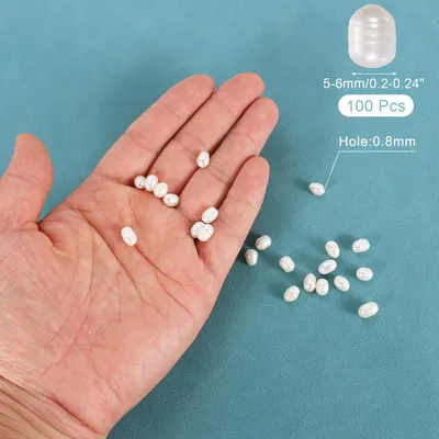 Produktbild von 100 Stš¹ck Sš¹?wasserperlen, 5-6mm ovale Reisform lose Edelsteinperlen 0,8mm Loch fš¹r Lederband Schmuckherstellung DIY Handwerk, Wei?