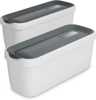 Productafbeelding van IJsbakken Set - 2x 1,5 liter plastic bakken met deksels - Vaatwasmachinebestendig - Lichtgewicht - Duurzaam - Ijs - Slushie - Yoghurtmachines