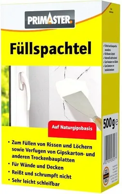 Produktbild von Füllspachtel aus Naturgips 500 g für Innen, riss- und schrumpffrei, leicht schleifbar