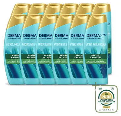 Imagen del producto de 12 unidades de champú anticaspa Head & Shoulders DermaX Pro, fórmula calmante, 470 ml - Paquete ahorro