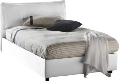 Produktbild von Quadratisches und halbes Bett Dbegi, Containerbett mit Stoffbespannung, 100%  Italy, Frontöffnung, passend für Matratze 120x200 cm, Weiß