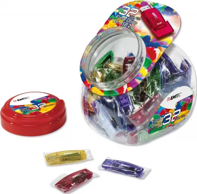 Produktbild von Emtec C410 Color Mix - Candy Jar 2.0, 32 GB, USB Typ-A, 2.0, 15 MB/s, Kappe, Mehrfarbig