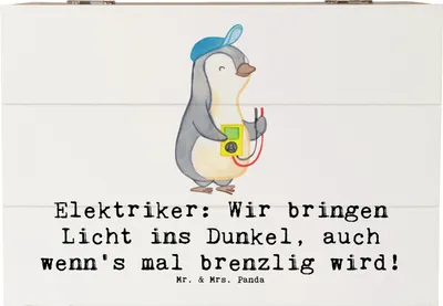 Produktbild von Mr. & Mrs. Panda Truhe Elektriker Lichtbringer 22 x 15 cm - Weiß - Geschenk, Handwerker, Elektroinstallationen, schmuckbox, Elektromeister, Berufsliebe, Beruf, fotobox