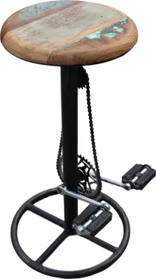 Produktbild von SIT Möbel Barhocker im Fahrradstil | mit Kette und Pedalen | Gestell Metall | Sitz Holz | antik-bunt | B 40 x T 40 x H 83 cm | 01054-12 | Serie THIS & THAT
