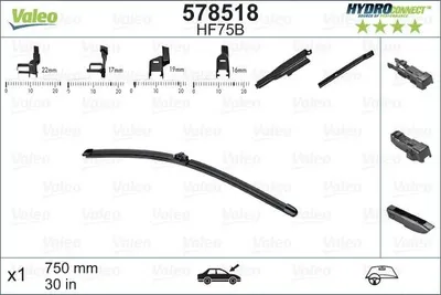 Produktbild von VALEO HYDROCONNECT Scheibenwischer Wischblatt für VW ID.3 (E11) Rahmenlos 750mm