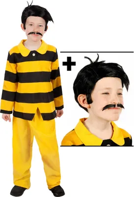 Produktbild von The Daltons Kostüm für Kinder mit Perücke & Bart Kindergröße: 122-128