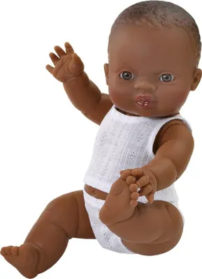 Produktbild von Paola Reina Babypuppe Gordi Junge dunkel Unterwäsche 34 cm - Vanilleduft