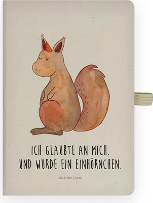 Produktbild von Mr. & Mrs. Panda notizbuch Einhorn Glauben - Transparent - Geschenk, Journal, Tagebuch, Eichhorn, Kladde, Eichhörnchen, Einhörnchen, Unicorn, Skizzenbuch, Einhörner