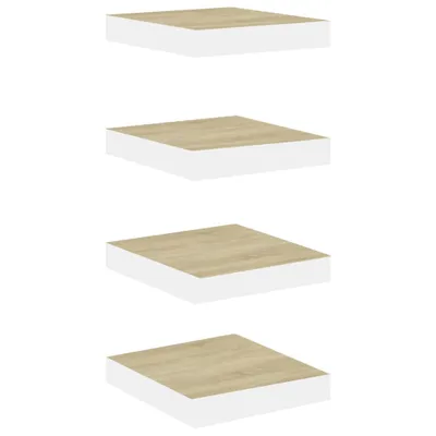 Zdjęcie produktu dla Półki Ścienne, 4 Szt., Dębowo-Białe, 23 X 23,5 X 3,8 Cm, Mdf Lumarko!