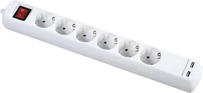 Zdjęcie produktu dla Listwa zasilająca Alyco z 5 gniazdami i 2 portami USB - kabel 1,4 m - z włącznikiem