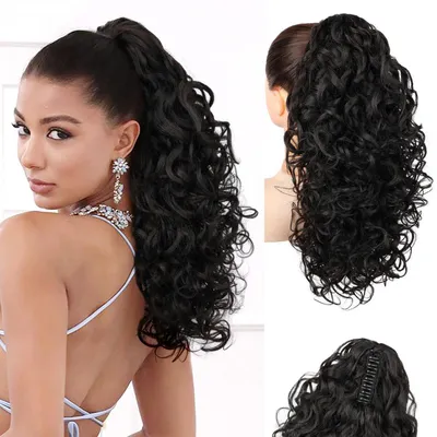 Produktbild von Pferdeschwanz Haarverlängerung 46 cm Proteinseide Dunkelchokoladenbraun Krallenclip