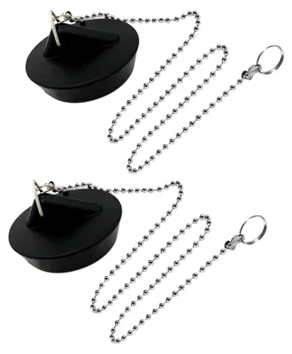 Produktbild von 2 Stück Universal Waschbeckenstöpsel Edelstahl Kugelkette mit Haken für Küchenspüle und Badezimmer, 44 mm, geeignet für Ablaufstopfen von 45,5 bis 42 mm