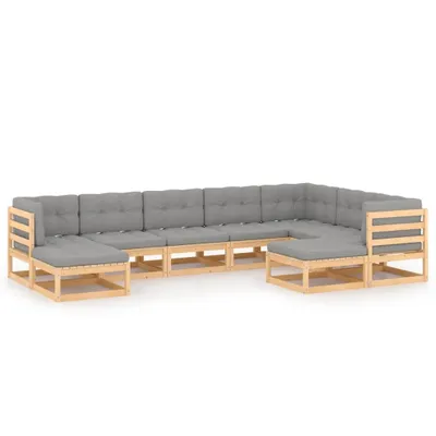 Immagine prodotto di vidaXL Set di 9 pezzi da giardino con cuscini in legno di pino massiccio