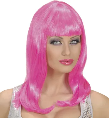 Produktbild von Pinke Langhaarperücke mit Pony "Pink"