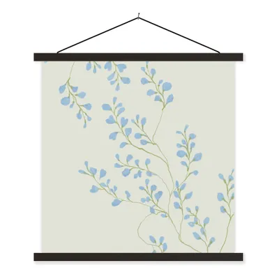 Produktbild von MuchoWow® Textilposter Blumen - Blau - Pastell 120x120 cm mit schwarzem Rahmen - Aufhängungsset
