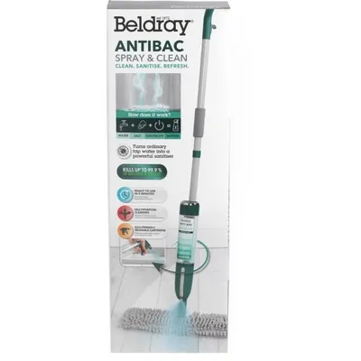 Obrázok produktu pre BELDRAY Antibac Spray & Clean Mop - elektrický mop s rozprašovačom - opakovane použiteľná fľaša na vodu 400 ml - mop z mikrovlákna