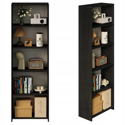 Immagine prodotto di Libreria moderna in stile loft con 5 ripiani, alta, nera, per soggiorno