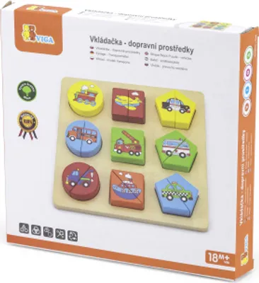 Productafbeelding van Houten vormpuzzel met autootjes van Viga