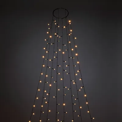 Produktbild von Konstsmide LED Baummantel mit Ring Ø 17, 8 Stränge à 70 bernsteinfarbene Dioden, gefrostet, vormontiert, 8h Timer, schwarz,24V, Aussen (IP44), schwarzes Kabel- 6396-820