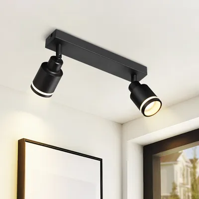Zdjęcie produktu dla ZMH LED lampa sufitowa 2 płomienie reflektor sufitowy czarny e lampa GU10 obrotowa wewnętrzna metalowa do przedpokoju salonu biura sypialni, bez żarówki