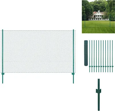 Immagine prodotto di vidaXL Recinzione in rete metallica con pali in acciaio 25 x 2 m verde - Pannelli di recinzione