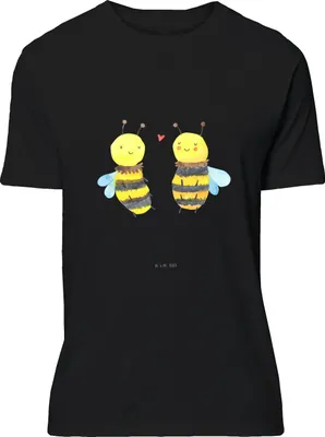 Produktbild von Mr. & Mrs. Panda S T-Shirt Biene Verliebt - Schwarz - Geschenk, Jersey-Shirt, Tshirt, Shirt, oberteil