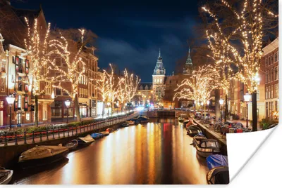 Produktbild von MuchoWow® Poster Licht - Nacht - Amsterdam 60x40 cm - Schlafzimmerdekoration