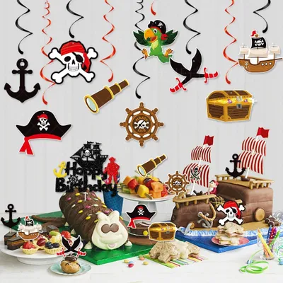 Obrázek produktu pro Narozeninová dekorace Halloween Pirátské téma, Happy Birthday Girland Narozeninová dekorace Narozeninová dekorace Pánská dětská narozeninová dekorace Narozeninové párty doplňky