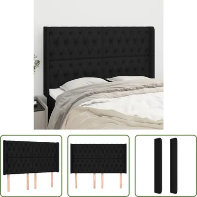 Produktbild von The Living Store Kopfteil mit Ohren Schwarz 163x16x118/128 cm Stoff