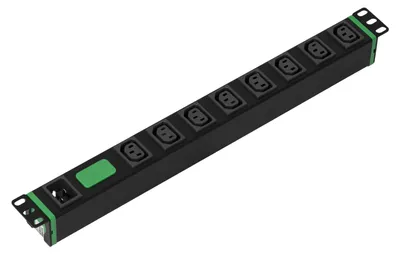 Produktbild von APC Easy Rack PDU, Basic, horizontal, 1-phasig, 3,7 kW, 230 V, 16 A, 8 x C13-Steckdosen, IEC60320 C20-Eingang, Standard, 1U, Einphasig, Horizontal, Schwarz, 8 AC-Ausgänge