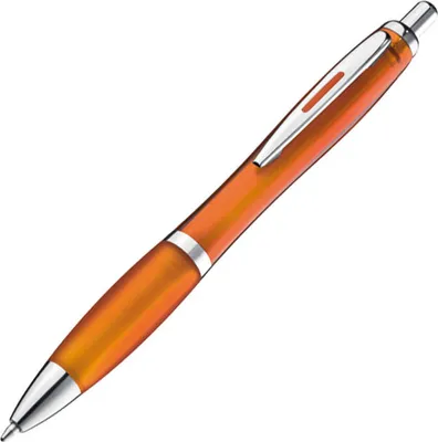 Produktbild von 25x Kugelschreiber / transparent mit Metallclip / Farbe: transparent orange