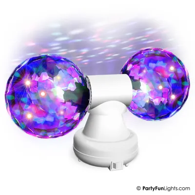 Image de PartyFunLights Double lumière de fête rotative multicolore, adaptateur inclus.
