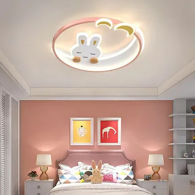 Produktbild von 360Home Kinderzimmer Deckenleuchte Cartoon Design in Rosa haselampen Kinderlampen Mondhase 50*6cm