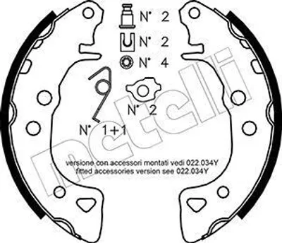 Produktbild von Bremsbackensatz Metelli 53-0021K für Citroën Peugeot Hinterachse