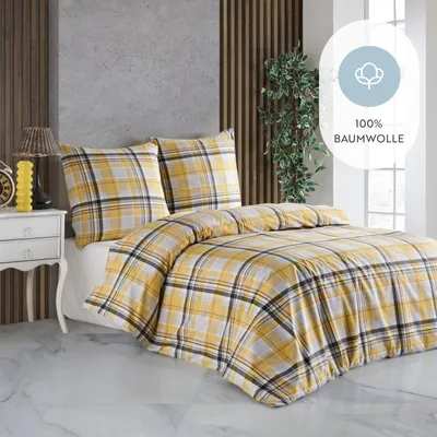 Produktbild von Home Sense Bettwäsche Bettgarnitur Set Baumwolle mit Reißverschluss, atmungsaktiv, weich, Bettdeckenbezug Bettwäsche 155x220 cm + 80x80 cm
