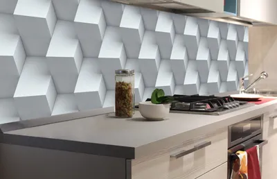 Produktbild von Küchenrückwand Folie selbstklebend 3D WANDKUBUS 180 x 60 cm - Klebefolie - Dekofolie - Spritzschutz für Küche -