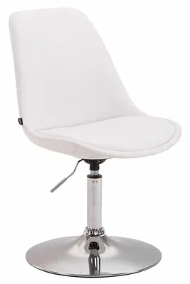 Produktbild von CLP Esszimmerstuhl Maverick Kunstleder drehbar und stufenlos verstellbar weiß Gestell Farbe chrom