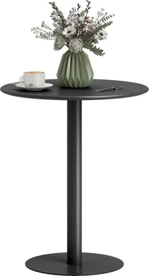 Image de Table ronde pour 2 personnes, table de cuisine, table de salle à manger moderne, salon, jardin, acier, 60 x 72 cm, noir
