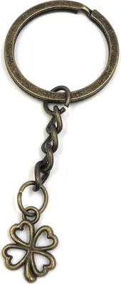 Immagine prodotto di Onwomania Portachiavi Quadrifoglio 4 Foglie Portafortuna Ciondolo in metallo bronzo Charm