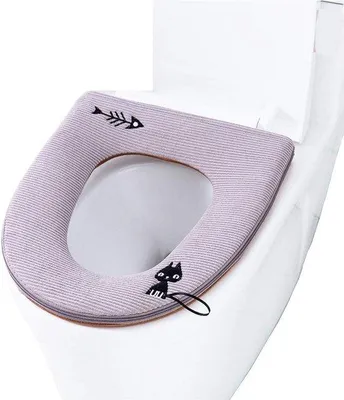 Produktbild von Famanu WC-Sitze 2 Stück, warme WC-Sitzauflagen, maschinenwaschbare Toilettendeckel, graue WC-Sitzbezüge