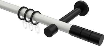 Produktbild von Interdeco Gardinenstange / Vorhangstange Weiß / Schwarz, Typ Prestige Elanto (Rillenzylinder), 20 mm Ø 1-läufig, 100 cm