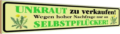 Produktbild von vianmo Holzschild 10x46 cm Unkraut zu verkaufen nur an Warnschild Hinweisschild