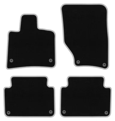 Produktbild von Fußmatten Automatten Velours Schwarz/Silber für Audi Q7 I 4L 2005-2015 Set 4-tlg