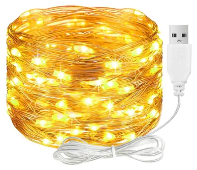 LED-Lichterkette 4m 40 warmweiße LEDs Kupferdraht USB